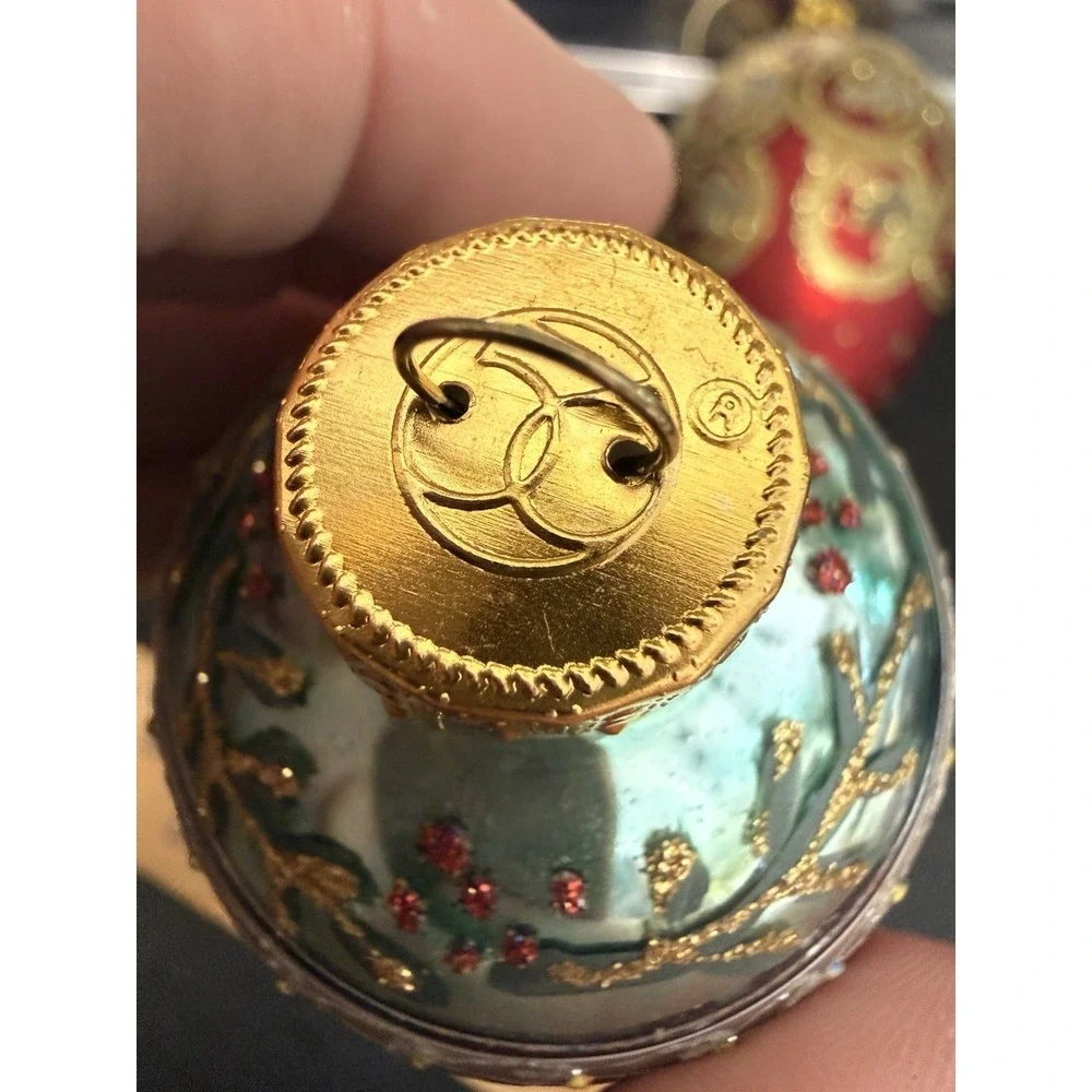 Dept 56 Christmas Ornament Blown Glass VTG Glitter Sequins Paint